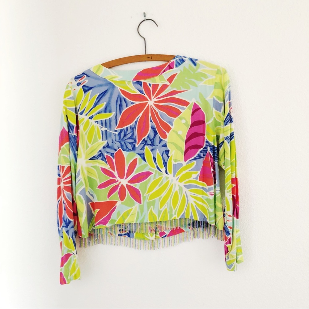 Vintage cropped beaded cardigan floral gypsy S - Picture 2 of 6